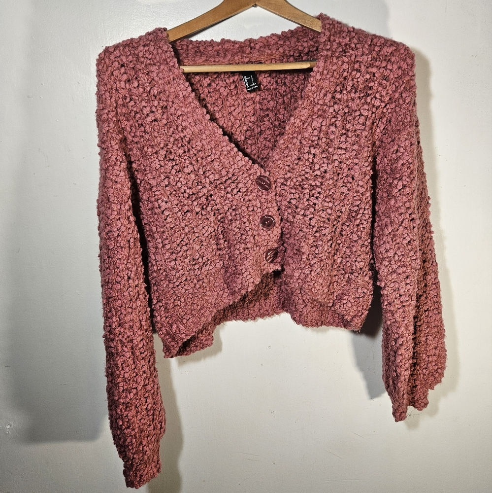 Forever 21 Cardigan Pink Knit with Monotone Buttons